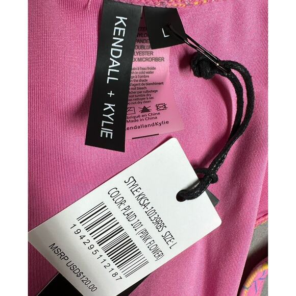 Kendall+Kylie Bikini Set of 2 Size L Pink Yellow Plaid NEW Resort Vacation - Picture 10 of 10